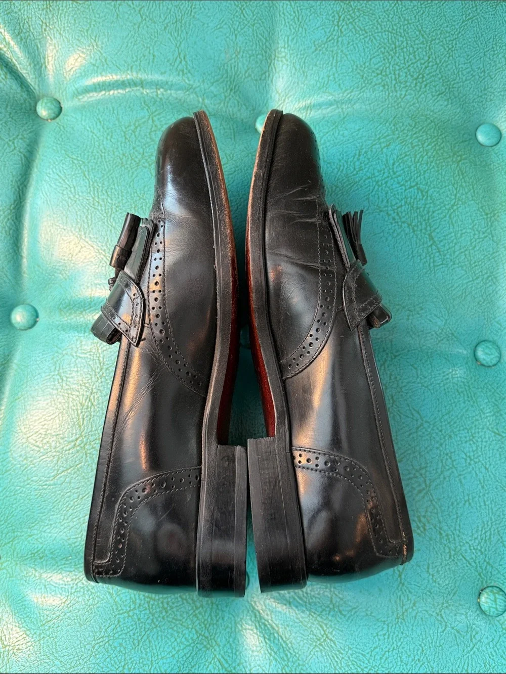 French Shriner Milton Men’s 11 Wide Black Leather Wingtip Kiltie Tassel Loafer